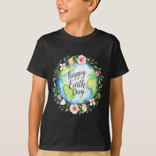Happy earth day cute earth with floral earth day T-Shirt