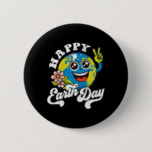 Happy Earth Day Cute Peace Sign Flower  6 Cm Round Badge