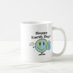 Happy Earth Day Cute Peace Sign Flower Distressed  Coffee Mug