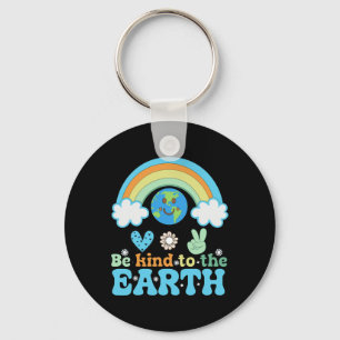 Happy Earth Day Cute Rainbow Earth Lover Key Ring