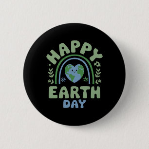 Happy Earth Day - Earth Day 2025 Cute Rainbow  6 Cm Round Badge
