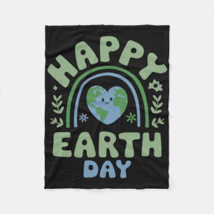 Happy Earth Day - Earth Day 2025 Cute Rainbow  Fleece Blanket