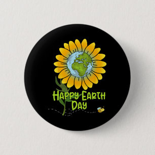 Happy Earth Day Every Day Sunflower Kids Teachers 6 Cm Round Badge