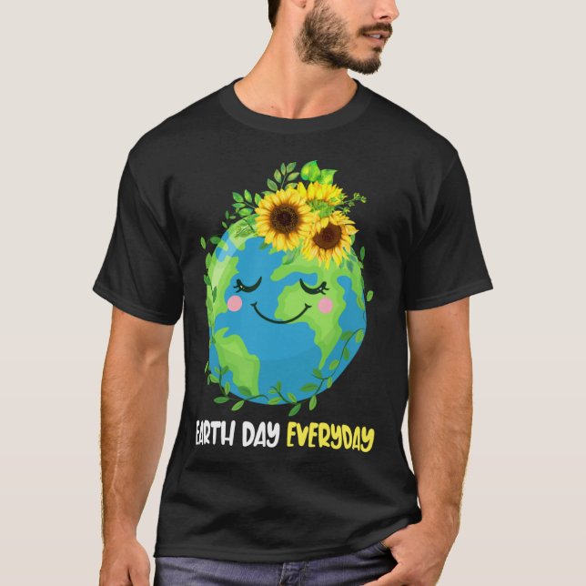 Happy Earth Day Everyday 2023 Earth Sunflower Save T-Shirt (Front)