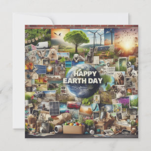 Happy Earth Day - Globe Green Tree Water Continent Holiday Card