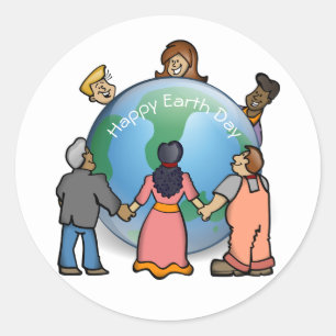 Happy Earth Day Happy People Classic Round Sticker