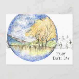 Happy Earth Day Honey Locust Trees Landscape Holiday Postcard