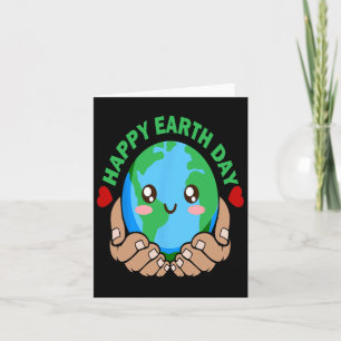 Happy Earth Day Kawaii Planet Nature Lover Environ Card