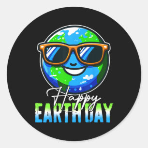 Happy Earth Day Kids Boys Women Men Cool Earth Des Classic Round Sticker