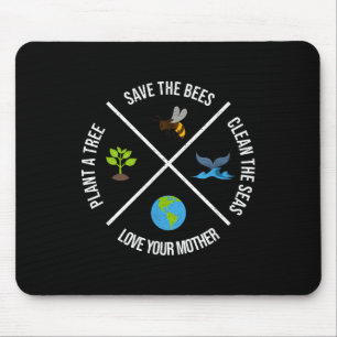 Happy Earth Day Plant Trees Clean Seas Save Bees F Mouse Mat
