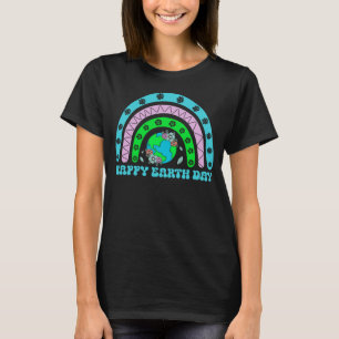 Happy Earth Day Rainbow Cute Doodle Floral Graphi T-Shirt