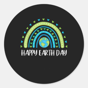 Happy Earth Day Rainbow Cute Earth Day Womens Girl Classic Round Sticker