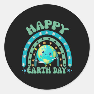 Happy Earth Day Rainbow Funny Earth Day Decoration Classic Round Sticker