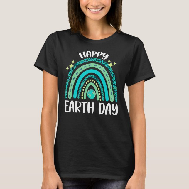 Happy Earth Day Rainbow Leopard Green Earth Day 22 T-Shirt (Front)