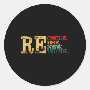 Happy Earth Day Recycle Reuse Renew Rethink Earth Classic Round Sticker
