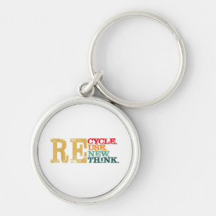 Happy Earth Day Recycle Reuse Renew Rethink Earth  Key Ring