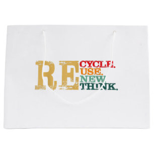 Happy Earth Day Recycle Reuse Renew Rethink Earth Large Gift Bag