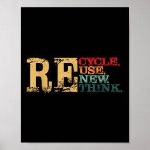 Happy Earth Day Recycle Reuse Renew Rethink Earth  Poster
