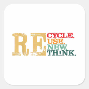 Happy Earth Day Recycle Reuse Renew Rethink Earth Square Sticker