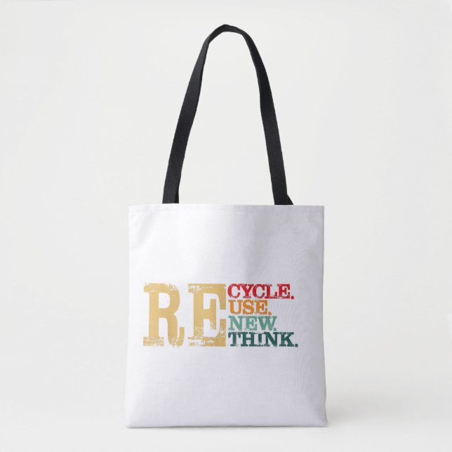 Happy Earth Day Recycle Reuse Renew Rethink Earth  Tote Bag (Front)