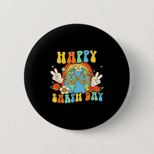 Happy Earth Day Retro Smile Groovy Peace 6 Cm Round Badge
