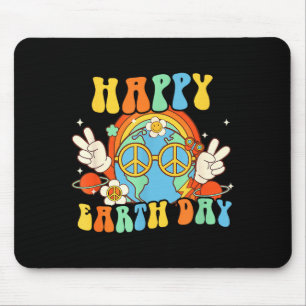 Happy Earth Day Retro Smile Groovy Peace Mouse Mat