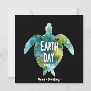 Happy Earth Day Save The Earth and Save The Turtle Invitation