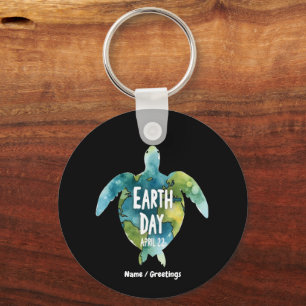 Happy Earth Day Save The Earth and Save The Turtle Key Ring