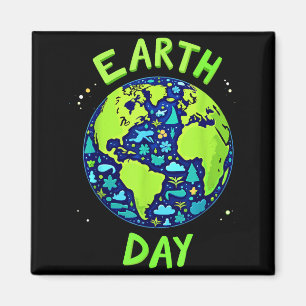 Happy Earth Day Shirt Cute Earth Ocean Green Earth Magnet
