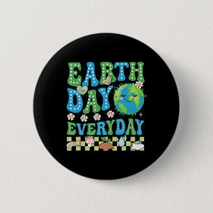 Happy Earth Day Shirt Cute Earth With Floral Earth 6 Cm Round Badge