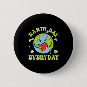 Happy earth day shirt cute earth with floral earth 6 cm round badge