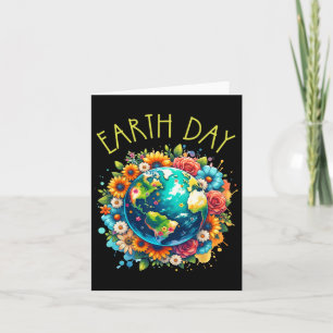 Happy Earth Day Shirt Cute Earth With Floral Earth Card