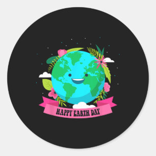 Happy Earth Day Shirt Cute Earth With Floral Earth Classic Round Sticker