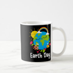 Happy Earth Day Shirt Cute Earth With Floral Earth Coffee Mug