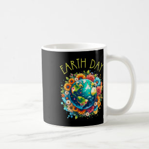 Happy Earth Day Shirt Cute Earth With Floral Earth Coffee Mug