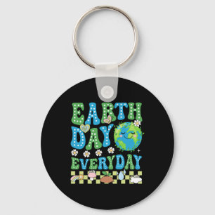 Happy Earth Day Shirt Cute Earth With Floral Earth Key Ring