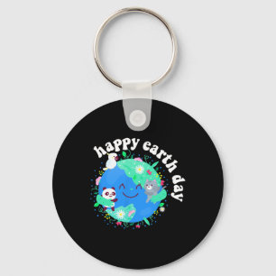 Happy Earth Day Shirt Cute Earth With Floral Earth Key Ring