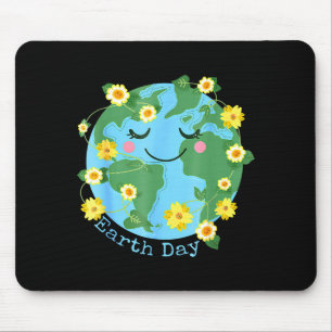 Happy Earth Day Shirt Cute Earth With Floral Earth Mouse Mat
