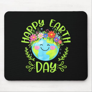 Happy Earth Day Shirt Cute Earth With Floral Earth Mouse Mat