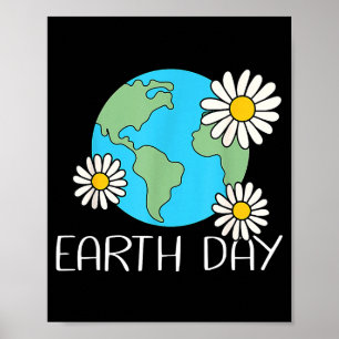 Happy Earth Day Shirt Cute Earth With Floral Earth Poster