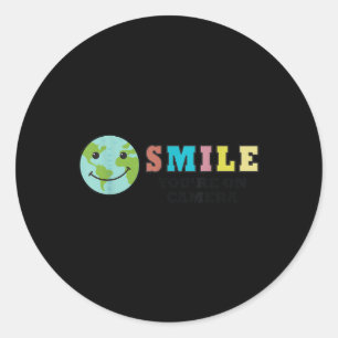 Happy Earth Day Smile Youre On Camera, Funny Cute Classic Round Sticker