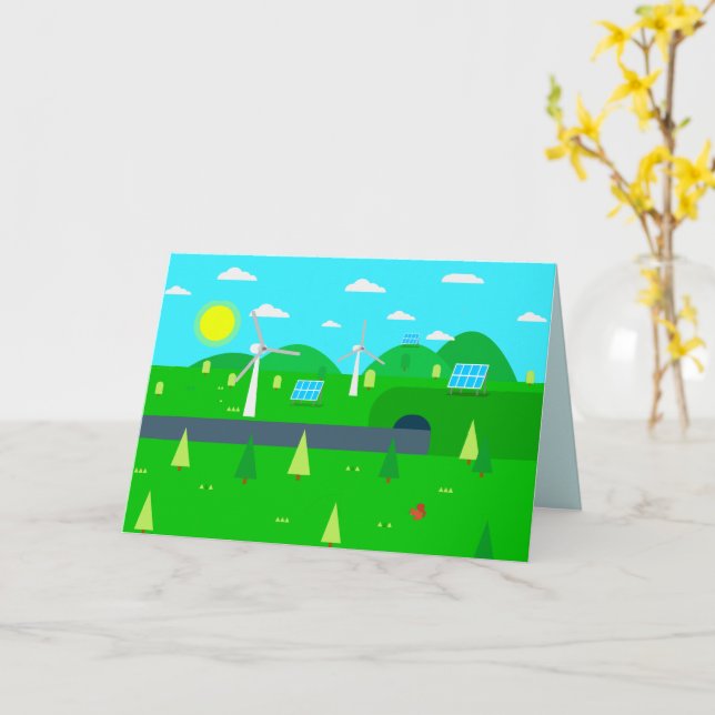 Happy Earth Day Sustainable Energy Custom Text Card (Yellow Flower)