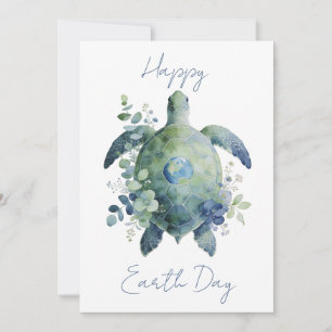 Happy Earth Day Turtle Design Holiday Card