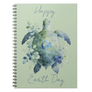Happy Earth Day Turtle Design Notebook
