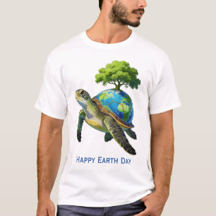 Happy Earth Day Turtle Planet and Tree T-Shirt