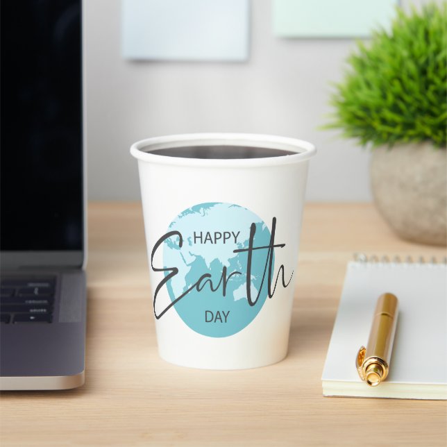 Happy Earth Day Typography Paper Cups (Insitu)
