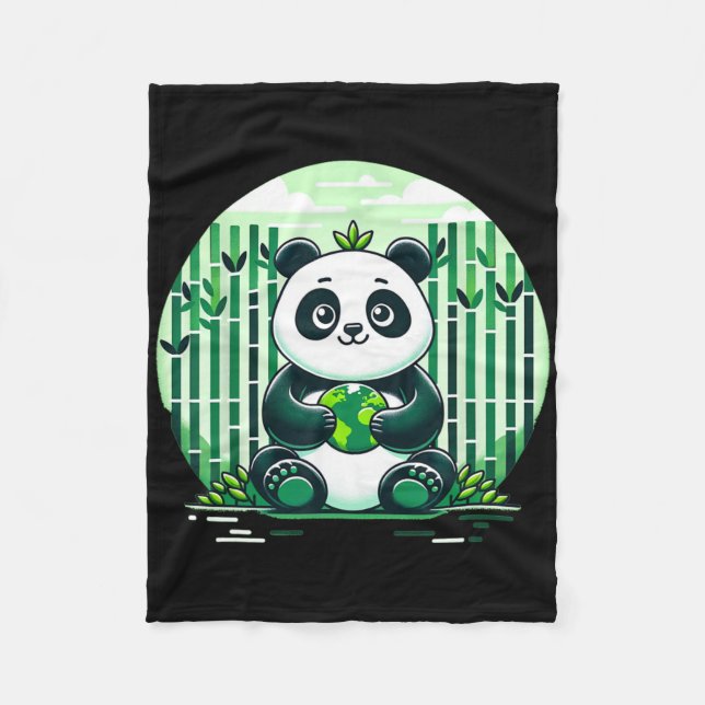 Happy Earth Day With Panda  Fleece Blanket (Front)