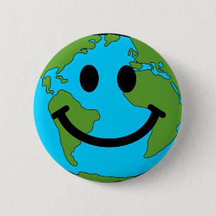 Happy Earth Face 6 Cm Round Badge