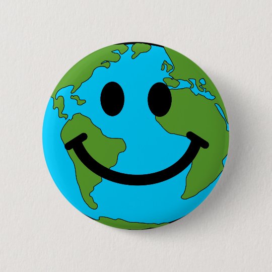 Happy Earth Face 6 Cm Round Badge Zazzle Co Uk