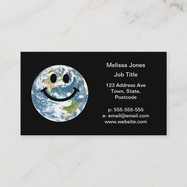 Happy Earth face Business Card (Front)